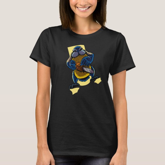 Monster Animals Chainszes Blue Tit T Shirt (Framsida)