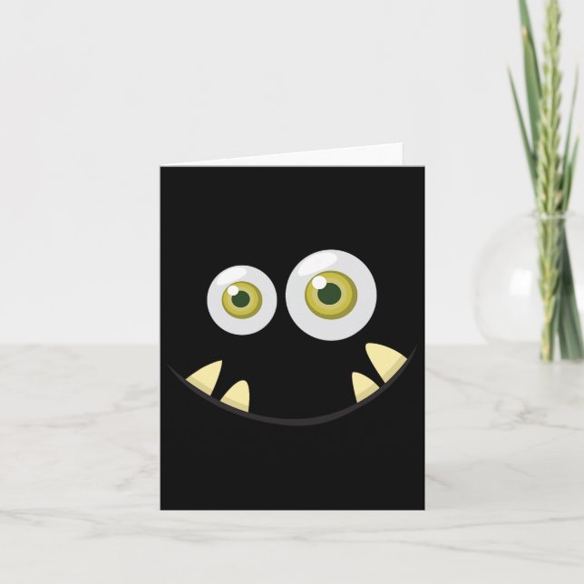 Monster Ansikte Halloween Costume Idea Scary Cute Kort (Framsida)