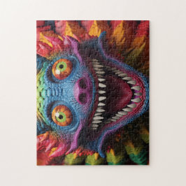 Monster ansikte i regnbåge i färg pussel