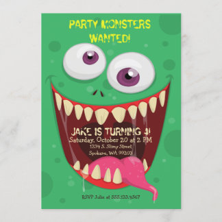 Monster Ansikte Party-monster ville ha Födelsedags Inbjudningar