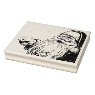 Mönster art frimärke i Santa ansikte. Stämpel