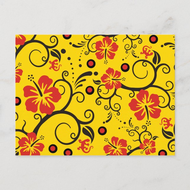 Mönster ART - hibiscus decor | GULT Vykort (Framsida)