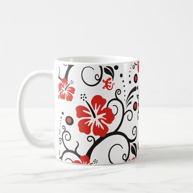 Mönster ART - hibiscus decor Kaffemugg (Vänster)