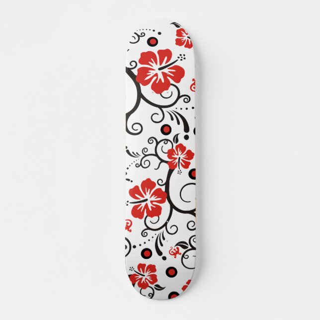 Mönster ART - hibiscus decor Old School Skateboard Bräda 18 Cm (Framsida)