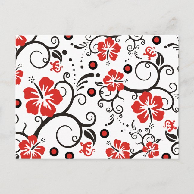 Mönster ART - hibiscus decor Vykort (Framsida)