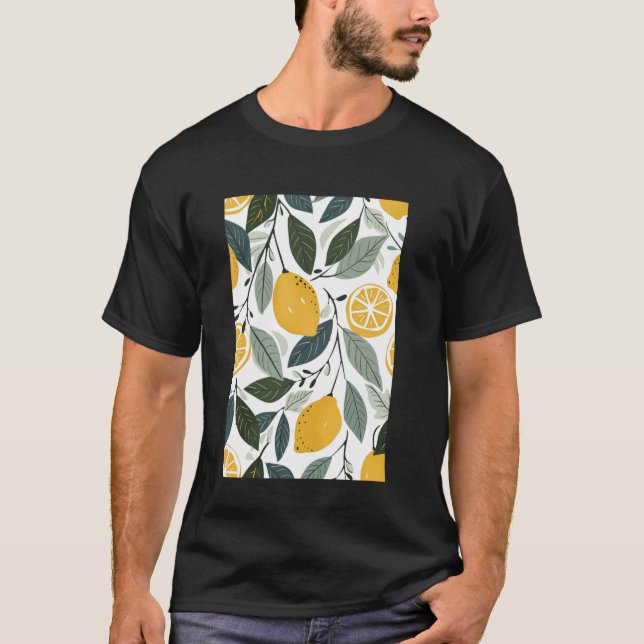 Mönster Art Lemon Fruit Minimalist T Shirt (Framsida)