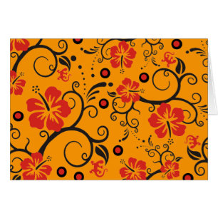 Mönster ARTs - hibiskus dekoration orange Hälsningskort