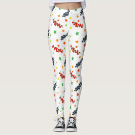 Mönster av bär, rödbär, blåbär, frukt leggings