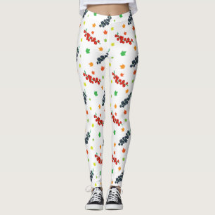 Mönster av bär, rödbär, blåbär, frukt leggings