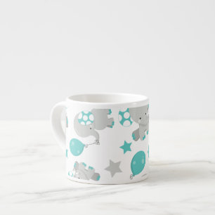 Mönster av elefanter, cute Elephants - Blue Grått Espressomugg