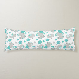 Mönster av elefanter, cute Elephants - Blue Grått Kroppskudde