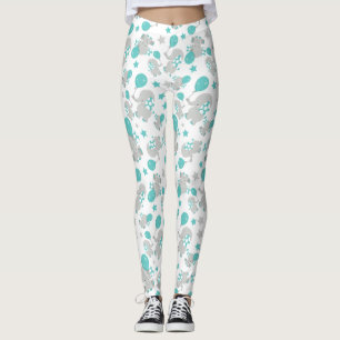 Mönster av elefanter, cute Elephants - Blue Grått Leggings