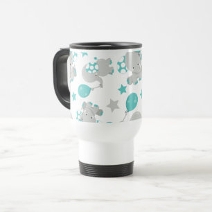 Mönster av elefanter, cute Elephants - Blue Grått Resemugg