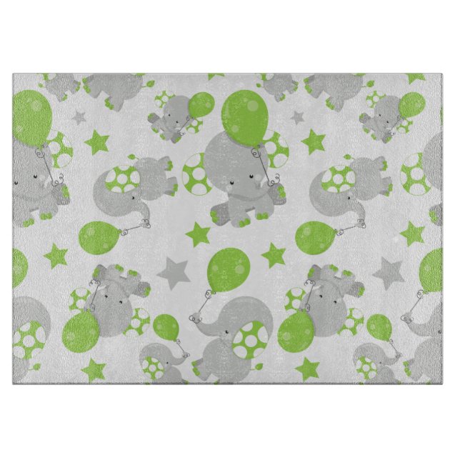 Mönster av elefanter, cute Elephants - Grönt Grått (Framsidan)