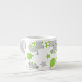 Mönster av elefanter, cute Elephants - Grönt Grått Espressomugg