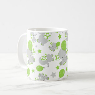 Mönster av elefanter, cute Elephants - Grönt Grått Kaffemugg
