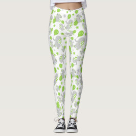 Mönster av elefanter, cute Elephants - Grönt Grått Leggings
