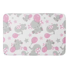 Mönster av elefanter, cute Elephants - Rosa Grått Badrumsmatta