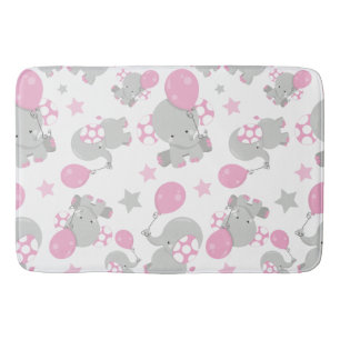 Mönster av elefanter, cute Elephants - Rosa Grått Badrumsmatta