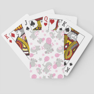 Mönster av elefanter, cute Elephants - Rosa Grått Casinokort