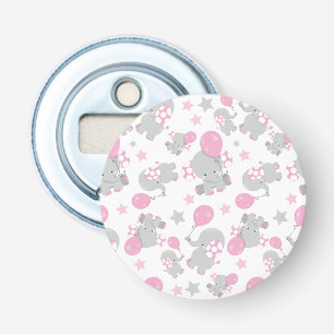 Mönster av elefanter, cute Elephants - Rosa Grått Flasköppnare
