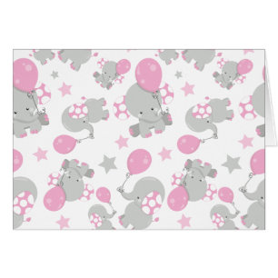 Mönster av elefanter, cute Elephants - Rosa Grått Hälsningskort