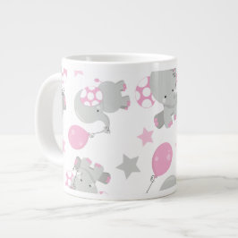 Mönster av elefanter, cute Elephants - Rosa Grått Jumbo Mugg