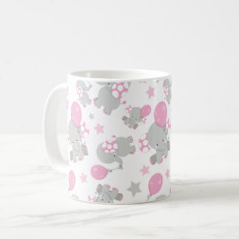 Mönster av elefanter, cute Elephants - Rosa Grått Kaffemugg