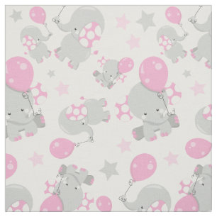 Mönster av elefanter, cute Elephants - Rosa Grått Tyg