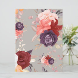 Mönster av färgglada blommor inklusive rosor inbjudningar