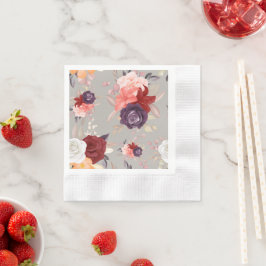Mönster av färgglada blommor inklusive rosor pappersservett