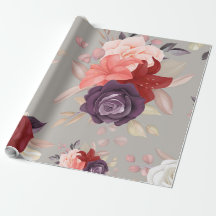 Mönster av färgglada blommor inklusive rosor