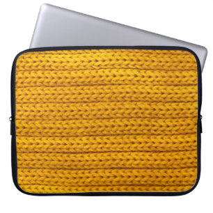 Mönster av garnstickat garn av gult. laptop fodral