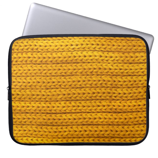 Mönster av garnstickat garn av gult. laptop fodral (Framsidan)