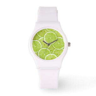 Mönster av gröna limefruktskivor armbandsur