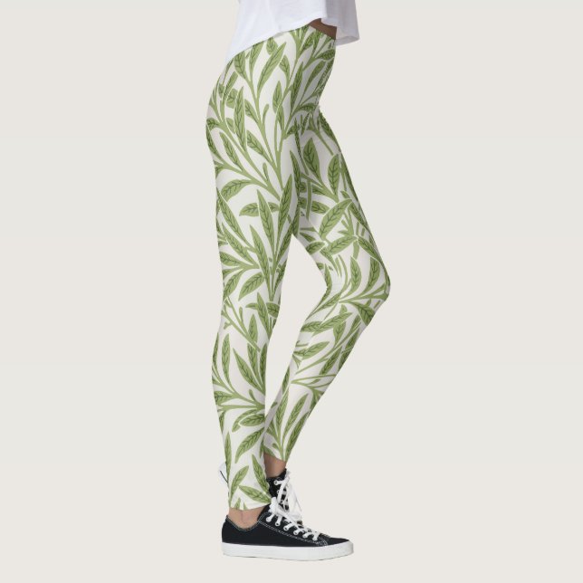 Mönster av gröna löviga grenar  leggings (Höger)