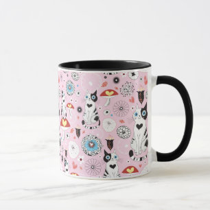 mönster av katter och blommor mugg