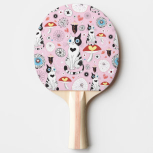 mönster av katter och blommor pingisracket