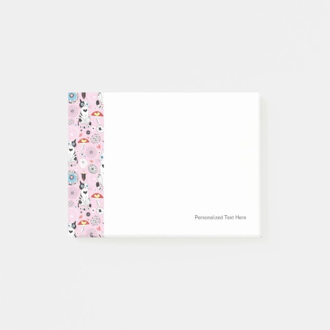 mönster av katter och blommor post-it block (Framsida)