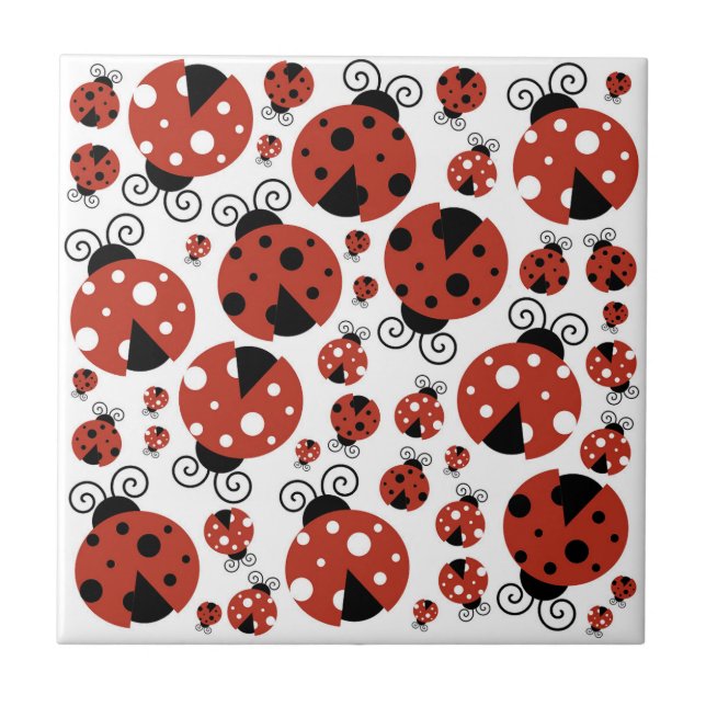Mönster av ladybugs, Cute Ladybugs, Red Ladybugs Kakelplatta (Framsidan)