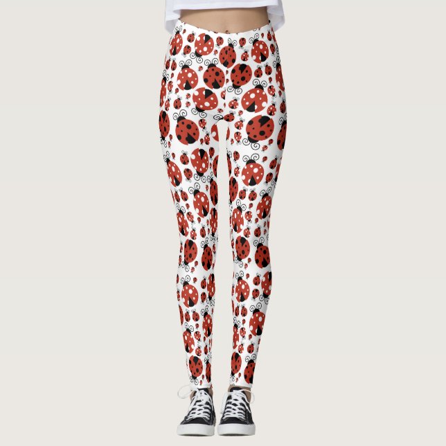 Mönster av ladybugs, Cute Ladybugs, Red Ladybugs Leggings (Framsida)