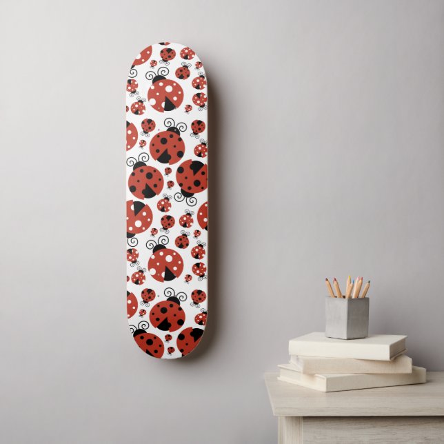 Mönster av ladybugs, Cute Ladybugs, Red Ladybugs Mini Skateboard Bräda 18,5 Cm (Väggkonst)