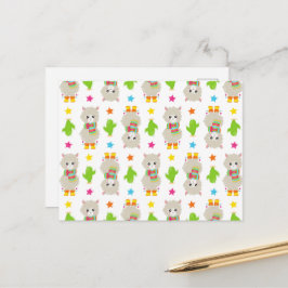 Mönster av lamadjur, söta lamadjur, alpackor, kakt vykort