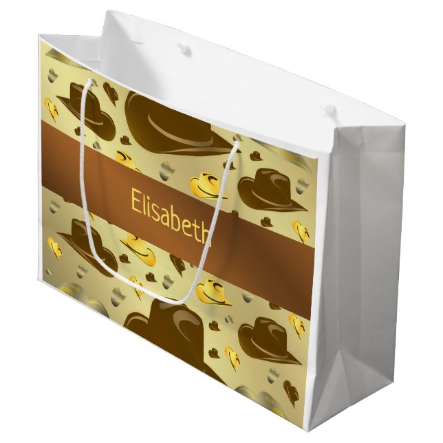 mönster av lilla cowboyen i bruna tonar, stor gåva (Framsidan Vinklad)