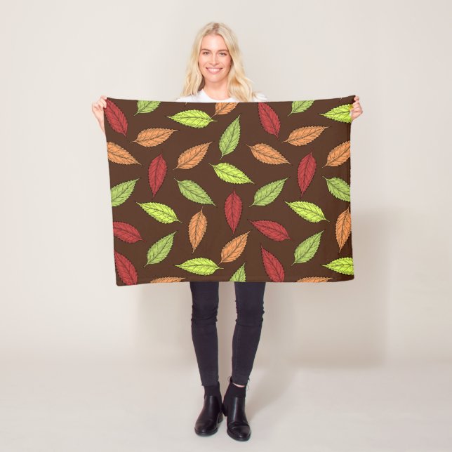 Mönster av Löv, färgstarka Löv, Höst löv Fleecefilt (På plats)