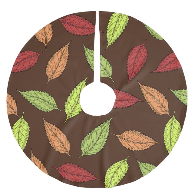 Mönster av Löv, färgstarka Löv, Höst löv Julgransmatta Borstad Polyester (Framsidan)