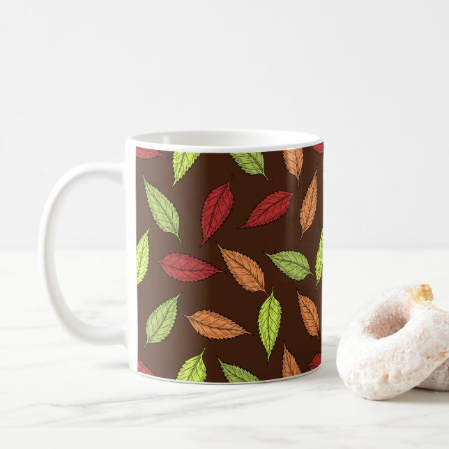 Mönster av Löv, färgstarka Löv, Höst löv Kaffemugg (Med munk)