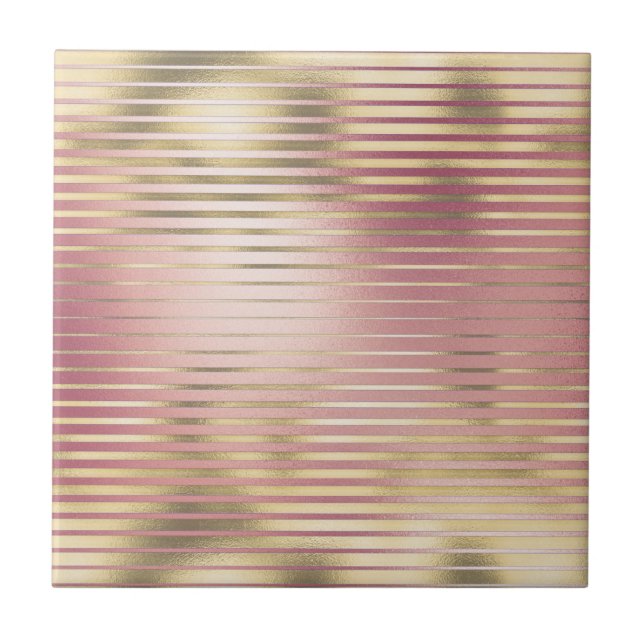 mönster av metallfolie av rosa ros,  Guld Kakelplatta (Framsidan)