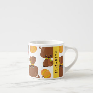Mönster av päron, kuddar, pumpa, ditt namn espressomugg