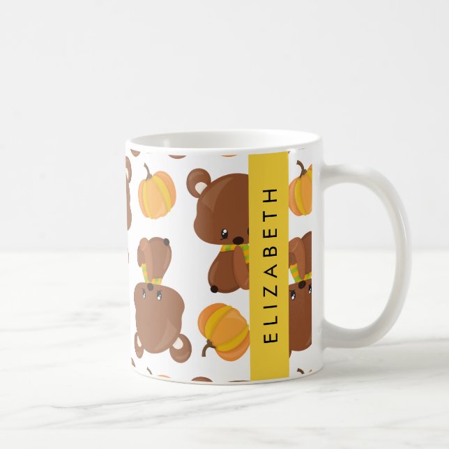 Mönster av päron, kuddar, pumpa, ditt namn kaffemugg (Höger)
